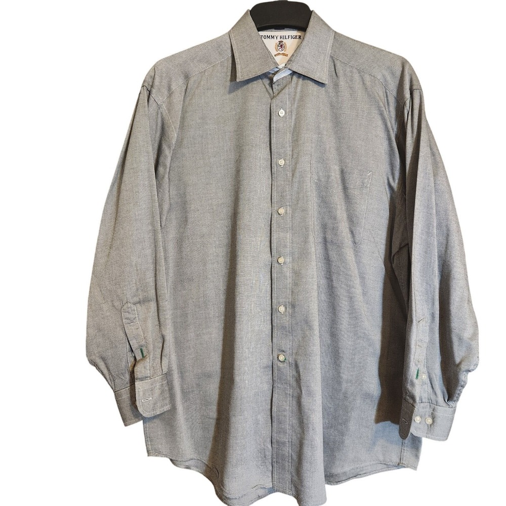 Tommy Hilfiger Mens Gray Long Sleeve Button Down Dress Shirt